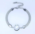 Pulsera acero circulo fondo concha-malla