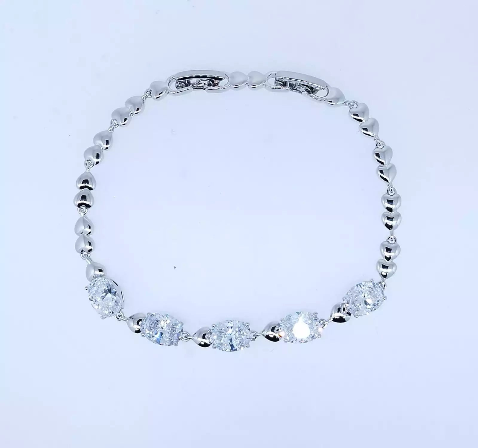 Pulsera acero 5 piedras gotas
